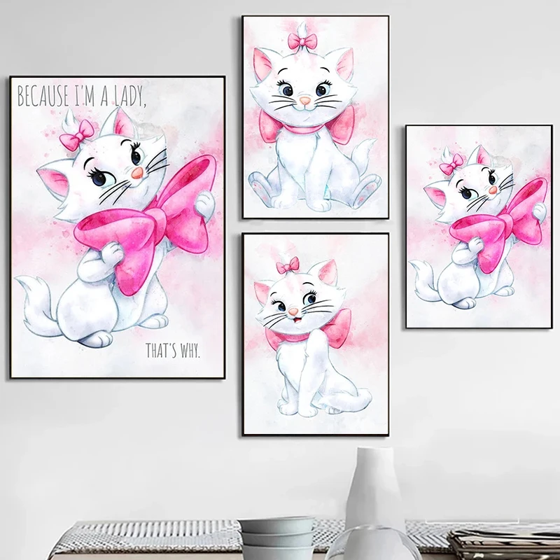 Walt Dsiney The Aristocats Canvas Painting Wall Art Watercolor  Animation Posters And Prints For Kids Bedroom Home Decor Cuadros