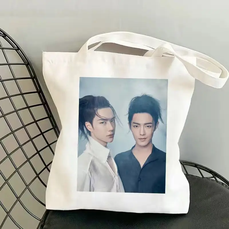 Xiao Zhan Wang Yibo Cosplay Canvas Shoulder Bag Handbag Mo Dao Zu Shi Cute Cartoon Casual Shopping Bag For Men Women Accessories