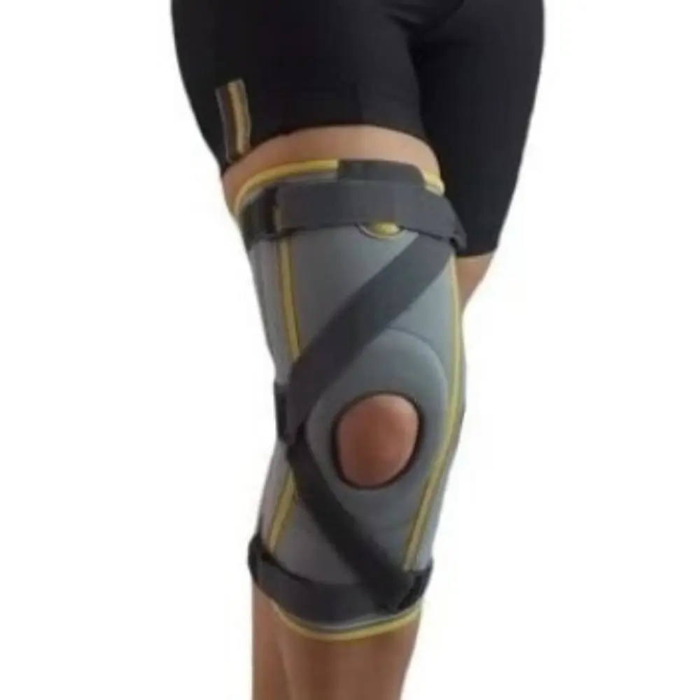 Front Cross Tie Padded Knee Brace Patella Subluksasyonu Special Design Neoprene Fabric Temperature Retention Property Side