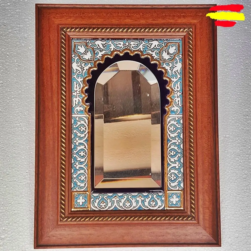 Mirror Ceramic Framed wooden 40x30cm/15.7x11.8in - Ceramics glazed up handmade - Made in Spain - MIJASCERAMIC - ARTECER -