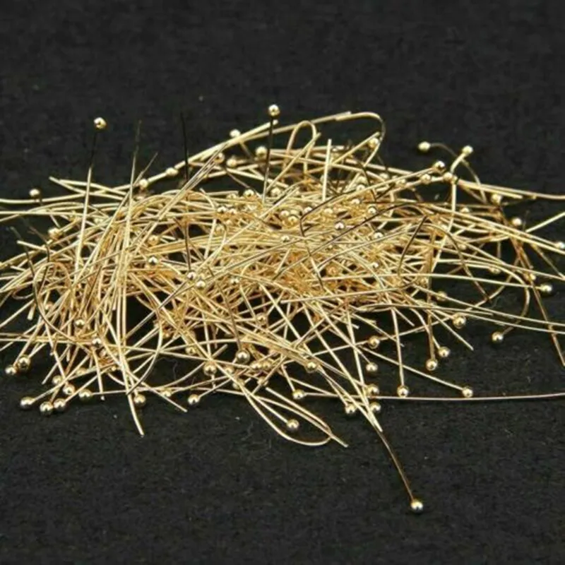 LINSOIR 100pcs/lot Ball Head Pins For Jewelry Making Length 20 25 30 40 50 mm Rhodium Color Diy Pins Findings Dia 0.5mm
