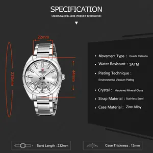 Naviforce Classic Casual Clock für Männer Edelstless Teel Sport Dwater Proof Water Watches Quartz Data Display Uhr Watch Men's Watch 10 Hauptverkaufswand für die Akademie - №8