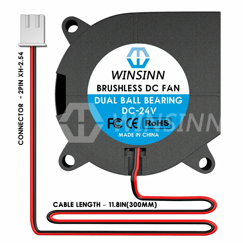 WINSINN 4020 40mm Blower Fan 5V 12V 24V Hydraulic / Dual Ball Bearing Brushless Cooling Turbine Turbo 40x20mm 2PIN  [4-Pack]