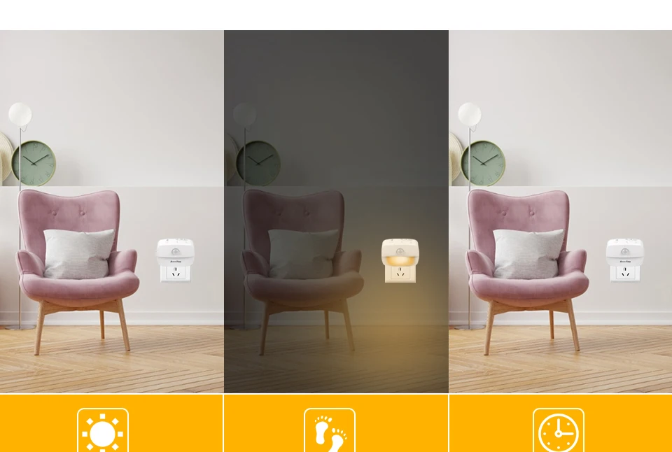 LED Night Light Motion Sensor Light 220V EU Plug In Smart Motion Sensor Light Warm and White Light Dual Color Night Lamp