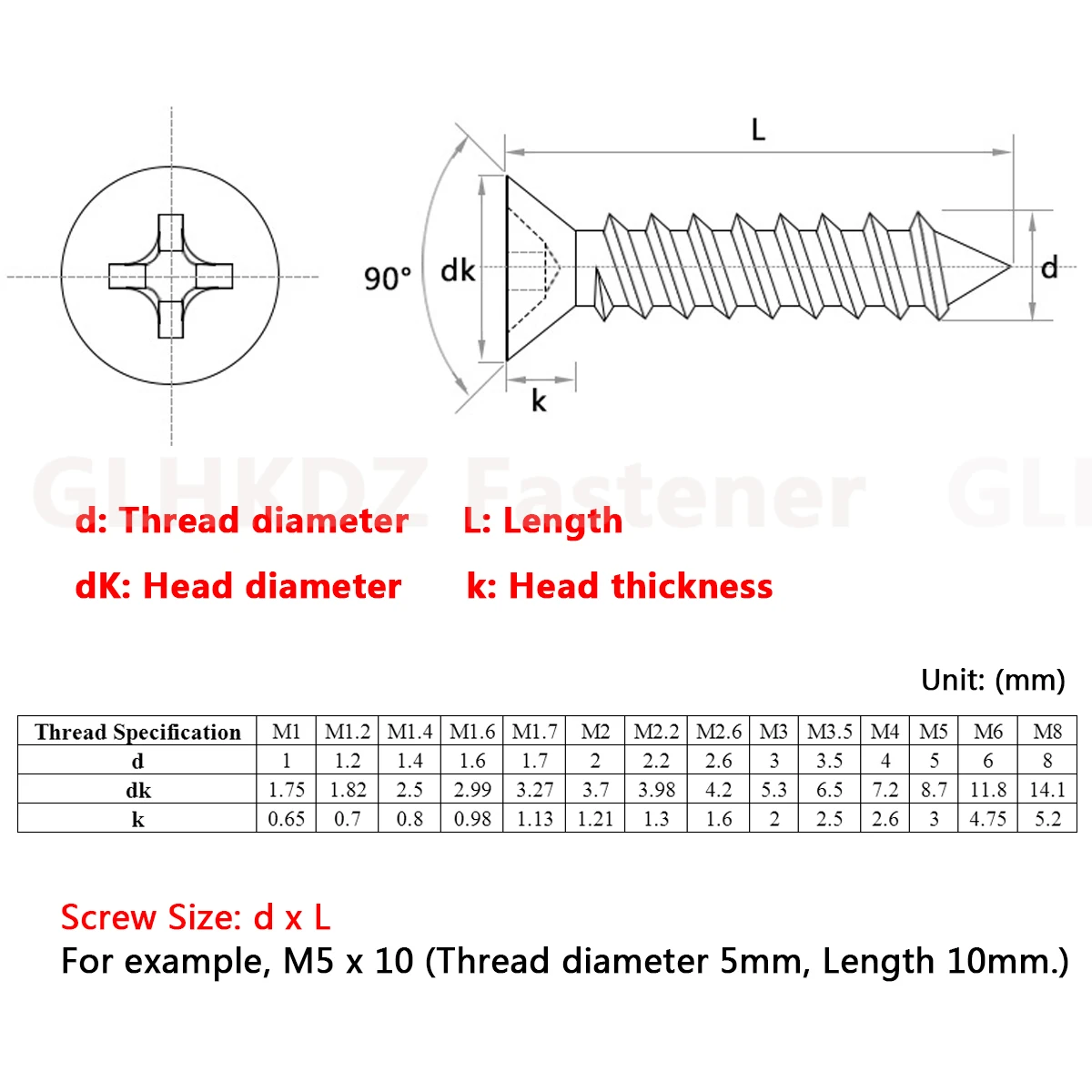 M3 M3.5 M4 M4.2 M5 M6 M8 KA Countersunk Flat Head Self Tapping Wood Screws Cross Phillips Bolts 6mm-150mm A2 304 Stainless Steel