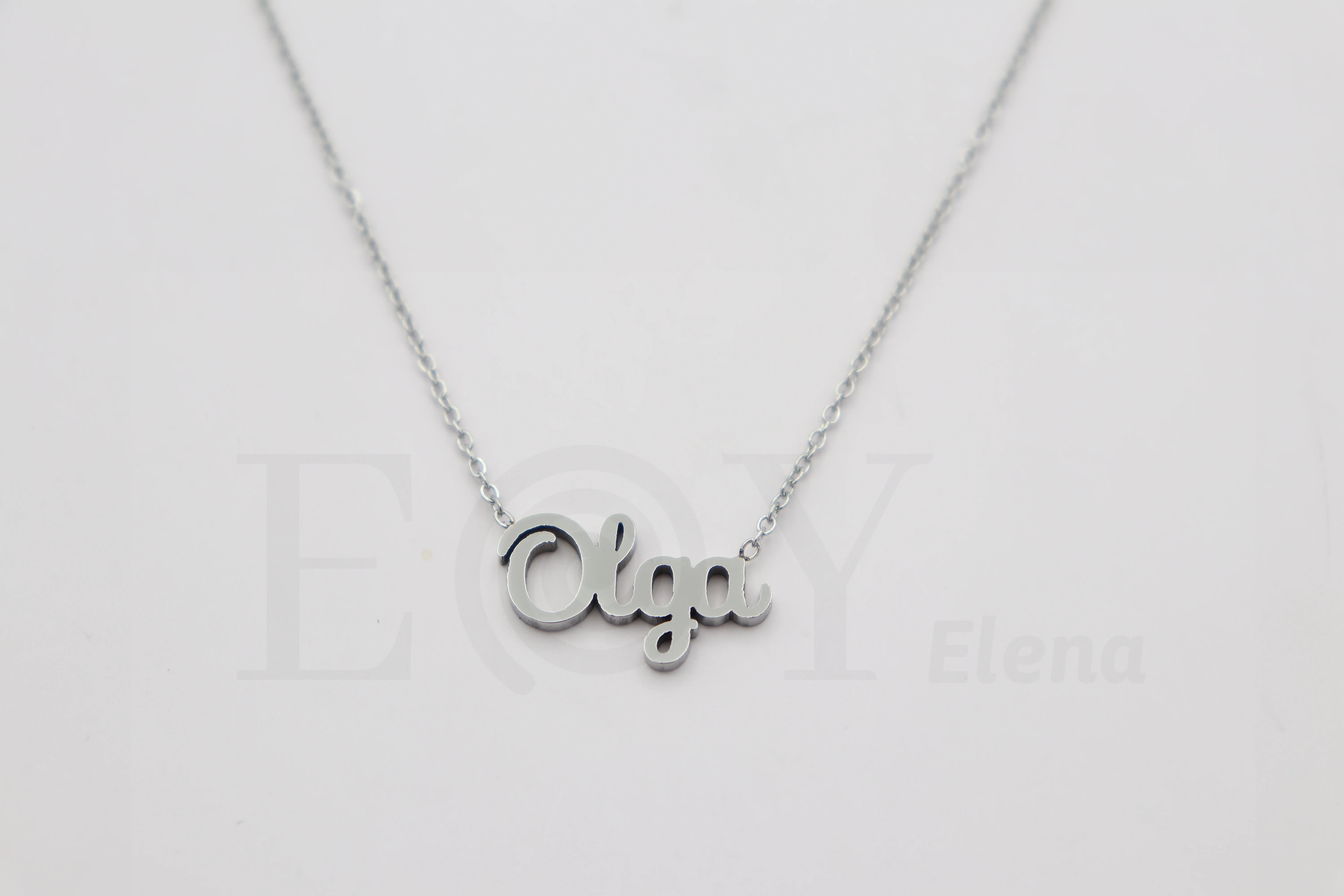 Collar De Acero Inox Con Nombre De Olga Color Plata Alta Calidad Envió Desde España