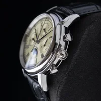 Sugess Men Watch ST1908 Swanneck Movement Mechanical Chronograph Wristwatch Genuine Moonphase Calendar Vintage Leather NEW 2023 photo 4