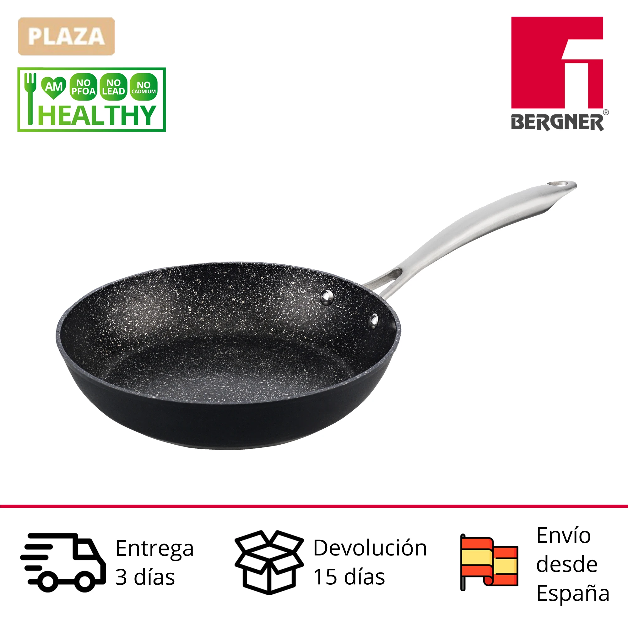 BERGNER Vita honda frying pan in non-stick forged aluminum, suitable for all types of fires even induction