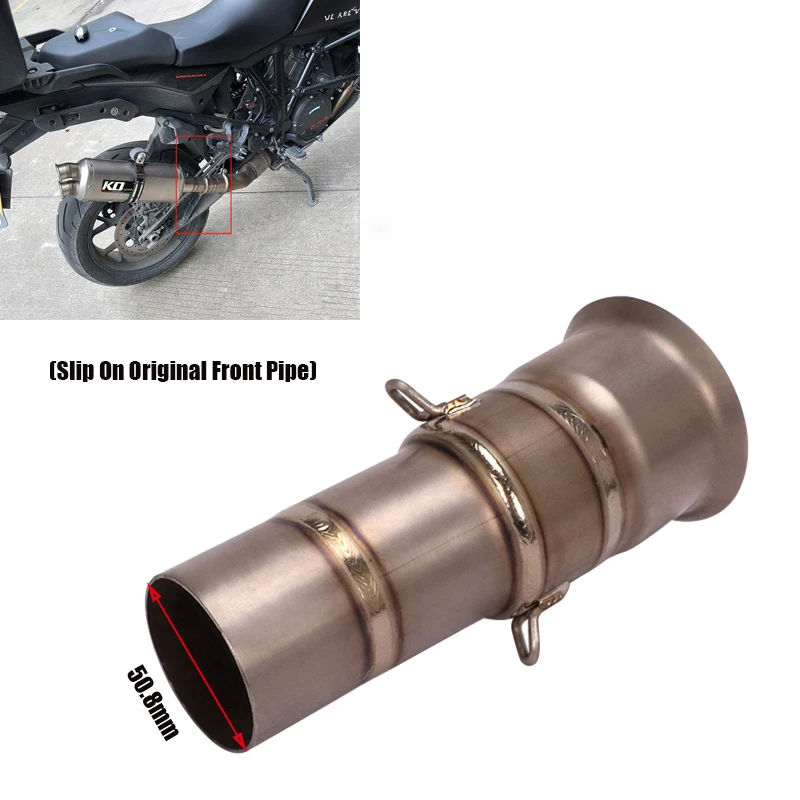 Motorcycle Exhaust Mid Link Pipe Titanium Alloy Connecting Tube Slip On 51mm Modified For 1050 1090 1190 ADV 1290 Super ADV