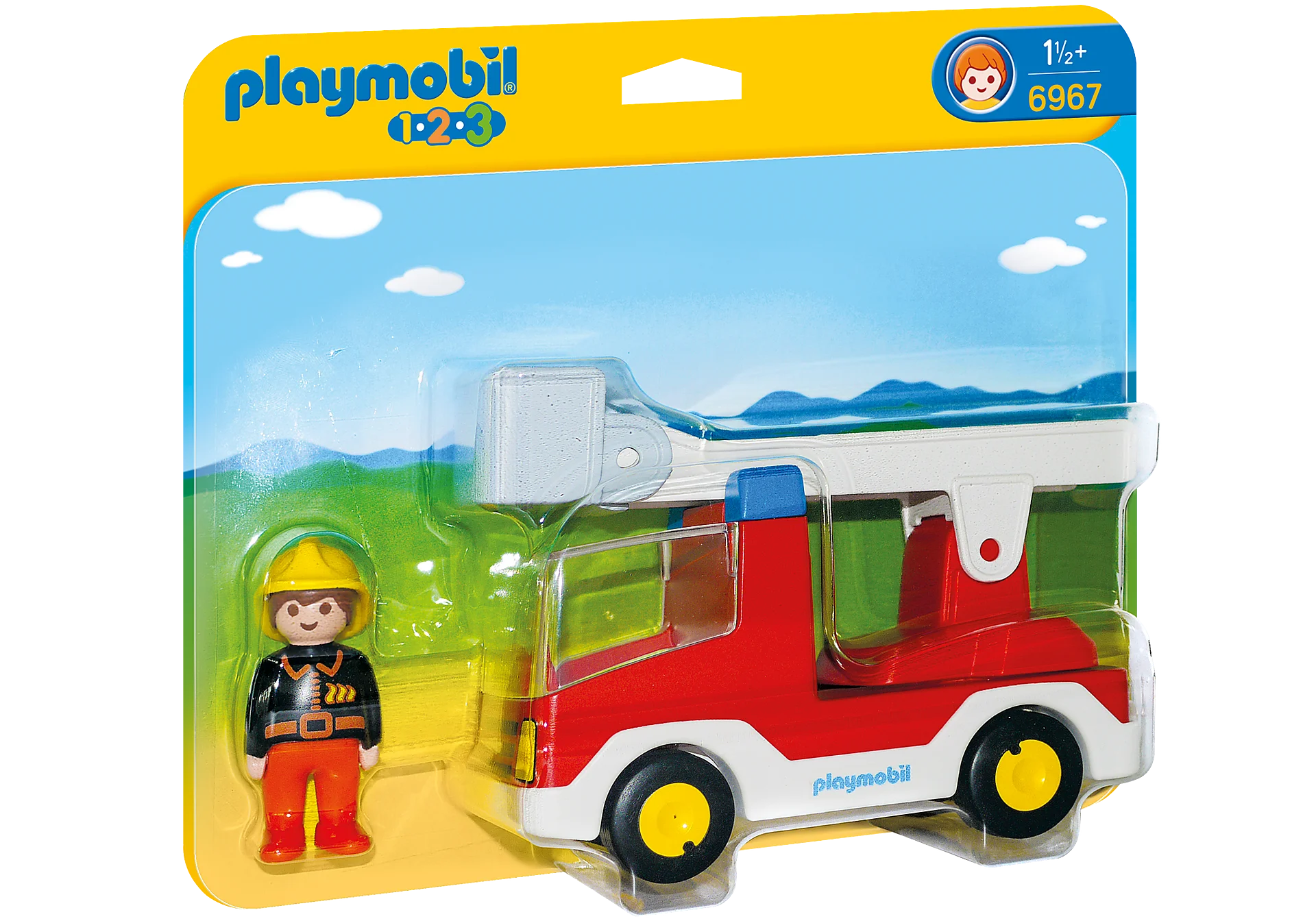 Playmobil 123 Fireman with Ladder Unit Fire Truck, 6967, hard, tough, original, toys, kids, girls, gifts, collector, figures, dolls, shop, with box, new, official license