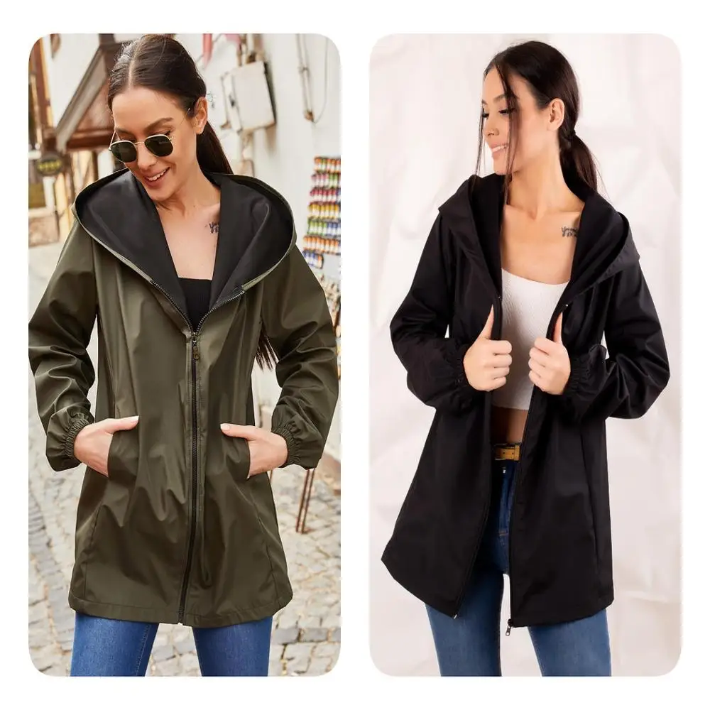 2020 New Fashion Women Waterproof Jackets Raincoats Turkish Autumn Winter Coat Windbreaker Jacket Rain Hoodie Zipper Girl