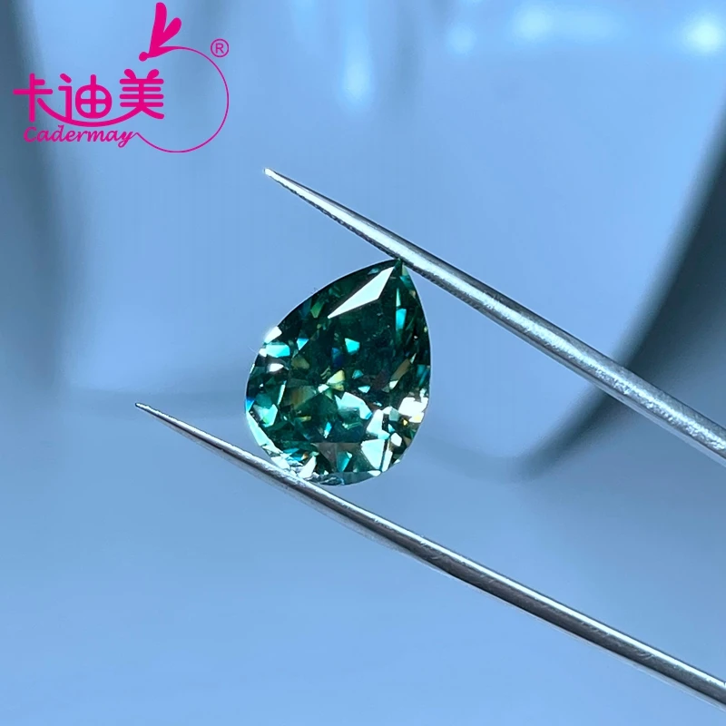 

CADERMAY Green Loose Moissanite Pear Shape Waterdrop Cut 0.5ct-5.0ct for DIY Jewelry Making Gemstones in Wholesale Price