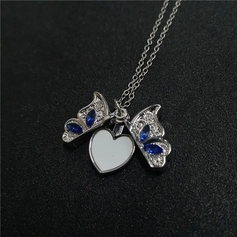 sublimation blank butterfly locket necklaces pendants  Valentines Day hot transfer printing blank consumables 20pieces/lot