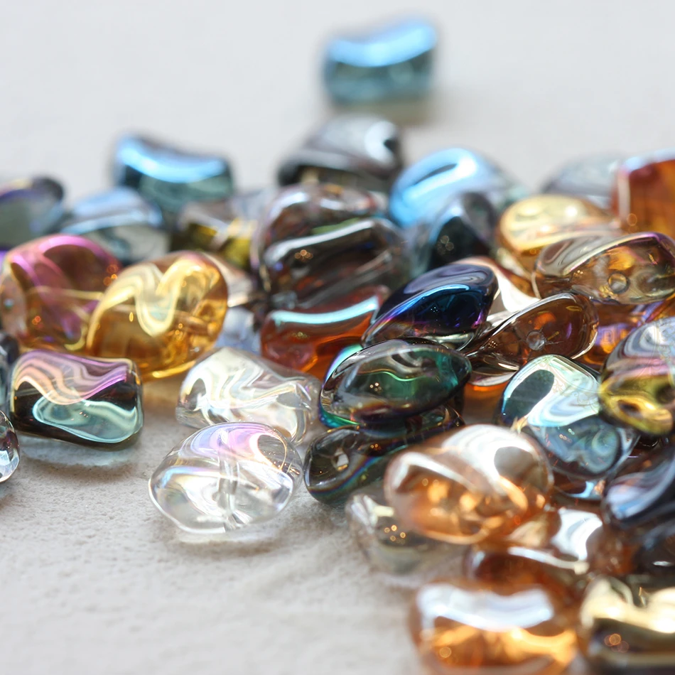 

DIY Supply-50 Pieces Plated Crystal Glass Spacer Beads - Waved 11mm (G344)