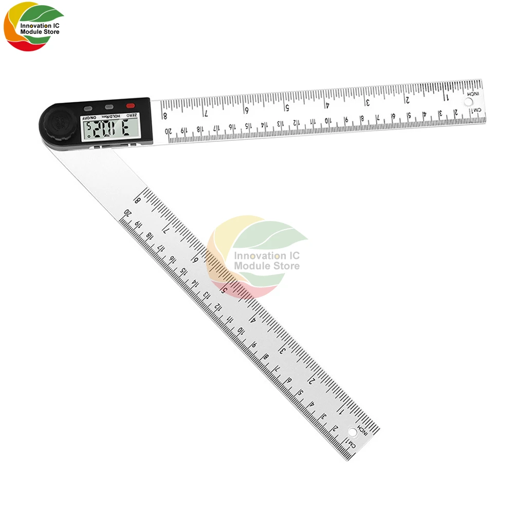 Digital Display Angle Ruler Protractor Right Angle Ruler Woodworking Ruler Angle Measuring Instrument 360° Angle Ruler 0-200mm
