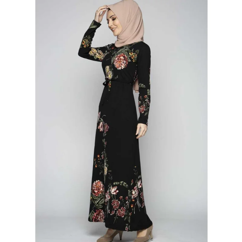 Vestidos musulmanes turcos para mujer, ropa Europea estampada, Abayat árabe, vestido largo, Hijab marroquí, Eid de otoño