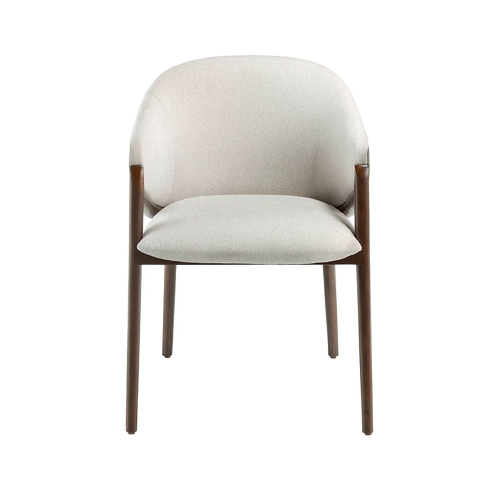 Chair 4090 Angel Cerdá-chair upholstered in fabric and leatherette with leg structure made of solid ash wood painted in walnut color.