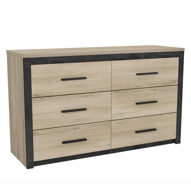 Comoda 6 drawers room double bedroom Industrial style contemporary living room 77x129x42 cm