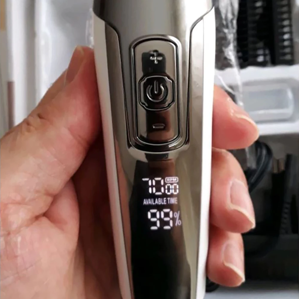 Máquina de barbear profissional bateria de lítio uso sem fio 3 estágios velocidade de trabalho rápido sistema de carregamento silencioso e poderoso clipper navalha