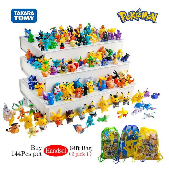Pokemon Mini figurki 2-3CM Anime akcja Pikachu 24-144 nie powtarzający się zabawkowy model Kid zbieraj lalki prezent urodzinowy podaruj pokémonów torba