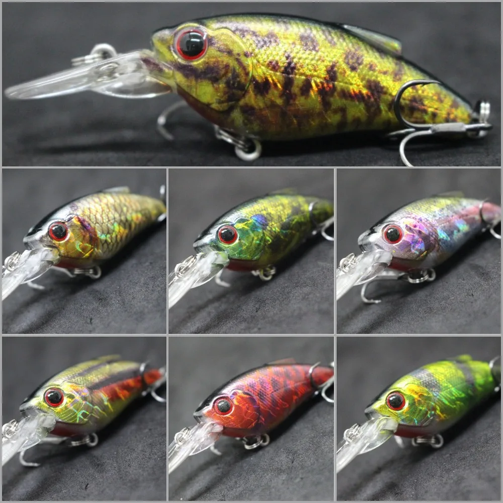 wLure Fishing Lure Crankbait 9.4g 7cm Loud Rattling Medium Diver Lifelike Painting  2 #6 Cutting Blade Treble Hook  HC647