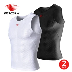 RION-Camiseta sin mangas para hombre, chaleco deportivo de compresión atlética, para gimnasio y entrenamiento, 2 unidades