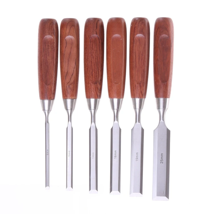 Chisel Set of 6pcs Qiangsheng Luban Woodworking Chisels in a Wooden Box(6-25MM)