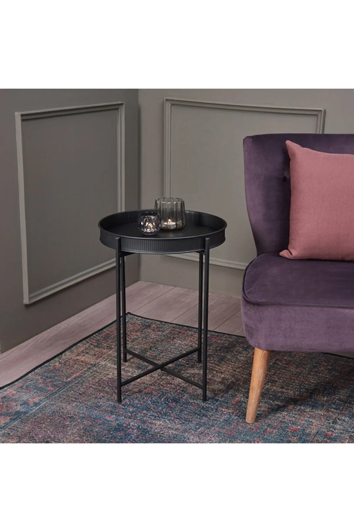 Nordic Iron Double-layer Small Tea Table Corners Round Coffee Table Lving Room Mini Sofa Side Table