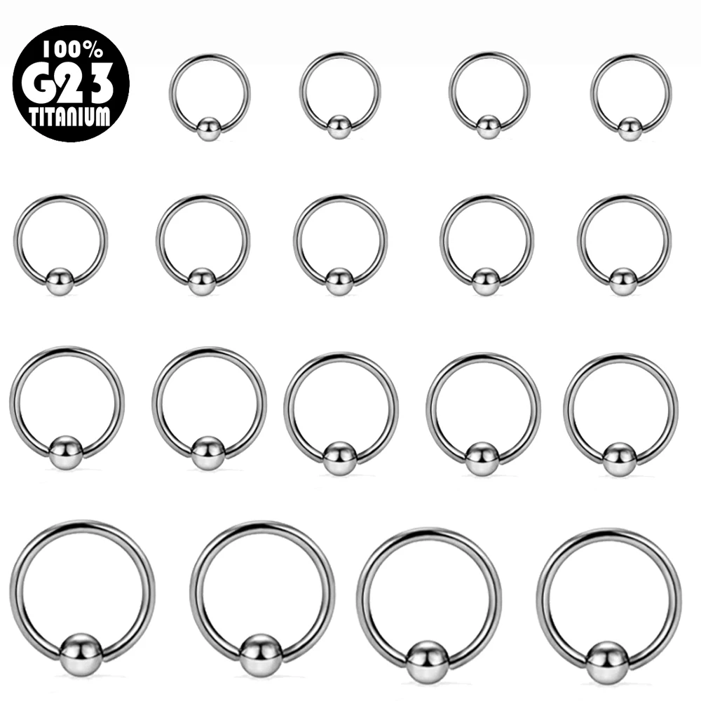 Anillo de cuentas circulares de titanio sólido G23, Piercing para nariz, labio, Labret, Tragus de oreja, hélice, cartílago Daith, 1 unidad