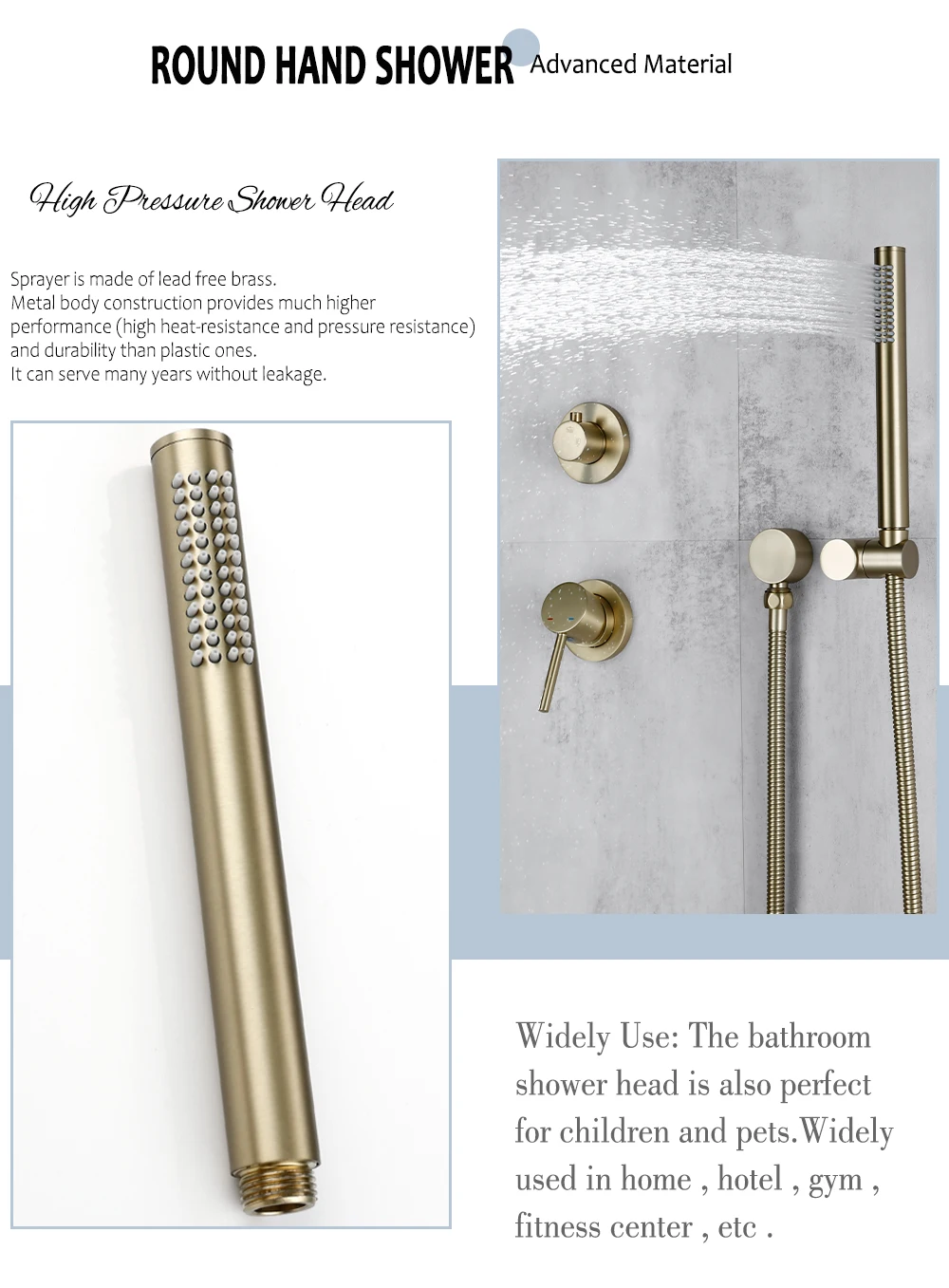 Bathroom Faucet Brushed Gold Hot And Cold Shower System Sets Diverter Valve Kit Mixer 8/10/12 Inch Rainshower Set Tap