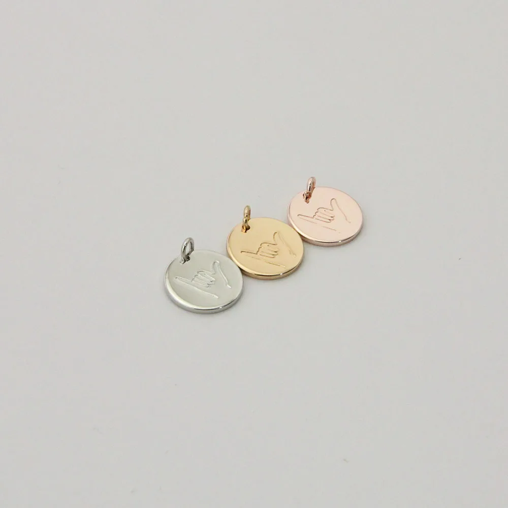 Hand Pendant shaka Gesture Charm Pendant for Necklace Making Women Birthday Gift