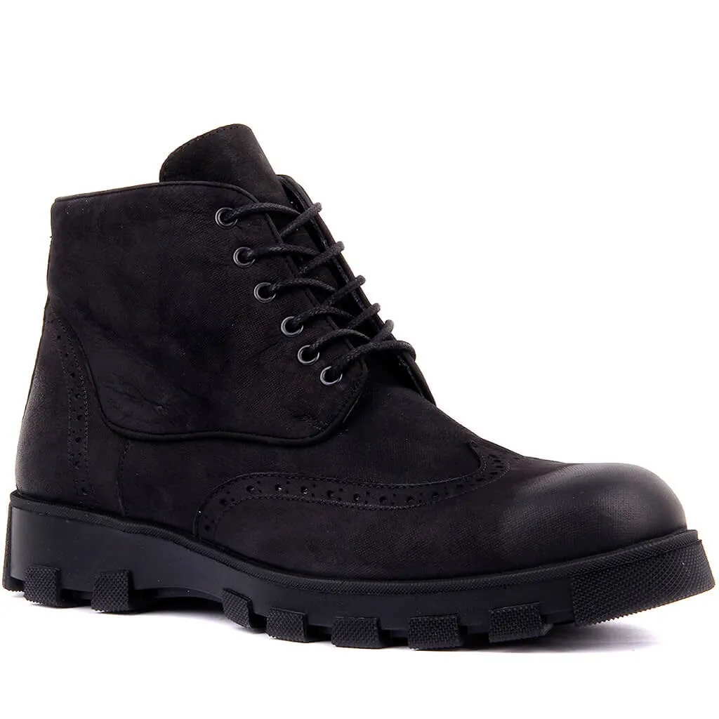 Botas masculinas com zíper nubuck preto