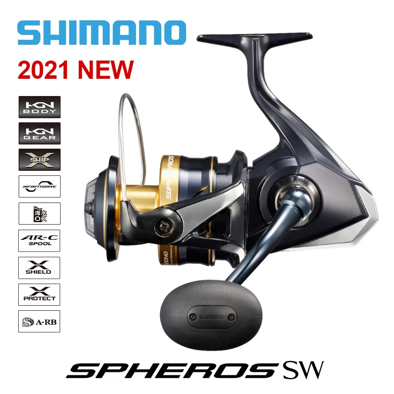 Новинка 2021, катушки для спиннинга SHIMANO сферос SW 6000/8000, Рыболовные катушки для серфинга, 4 + 1 шарикоподшипник, низкое передаточное соотношение, троллинговая стандартная Рыбалка