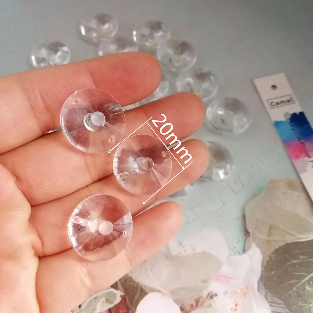 Camal 20pcs Clear 20mm Acrylic Sunflower Round Loose Beads 2 Holes Prisms Chandelier Lamp Parts Accessories Wedding Centerpiece