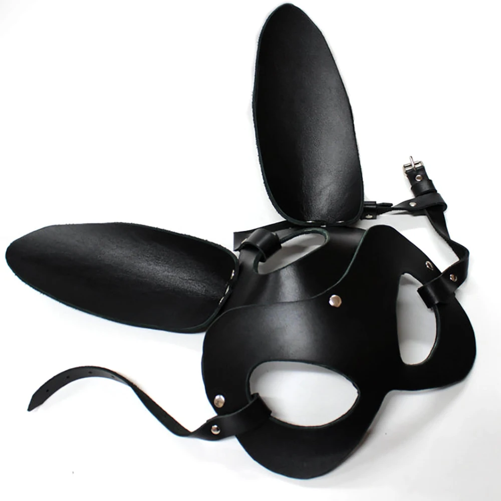 Erotic Women Sexy Leather Mask Bunny Girl Cosplay Sex Cat Ears Mask Halloween Masquerade Ball Fancy Bondage BDSM Adult Masks