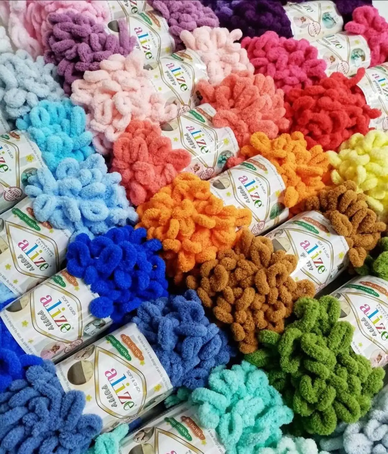 Alize Puffy Yarn 5 LOT/BALLS 100g No Needles No Hook Finger Crochet Amigurumi Knitting Velvet Plush Soft Baby Blanket Bulky Loop