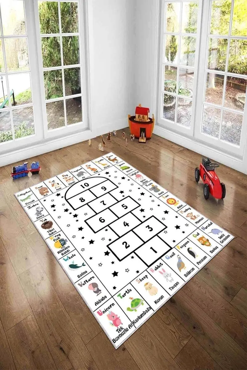 

Fun Educational Hopscotch Patterned Kid Room Game Carpet Rug Tateme Tatami Mat Decoration Bedroom Decor Quarto Kilim