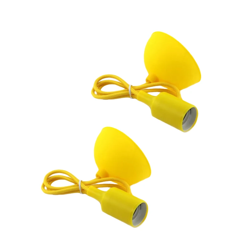 Pendant plastic lamp holder, pendant lamp, adjustable cable 1 m E27 yellow (PACK 2)