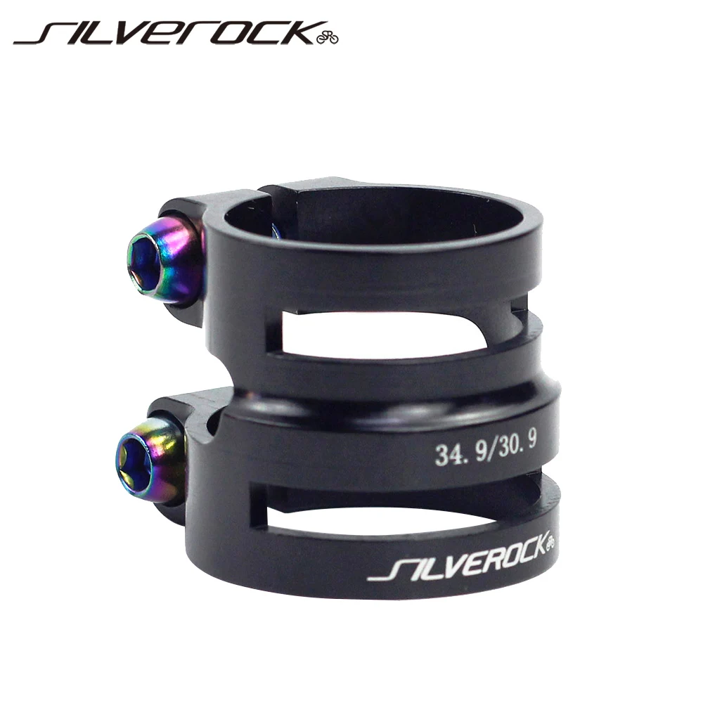 

SILVEROCK Alloy Bike Double Seatpost Collar Clamp Dual Size 31.6/34.9mm 30.9/34.9mm for Road Bike MTB Carbon Frame Balance Bike