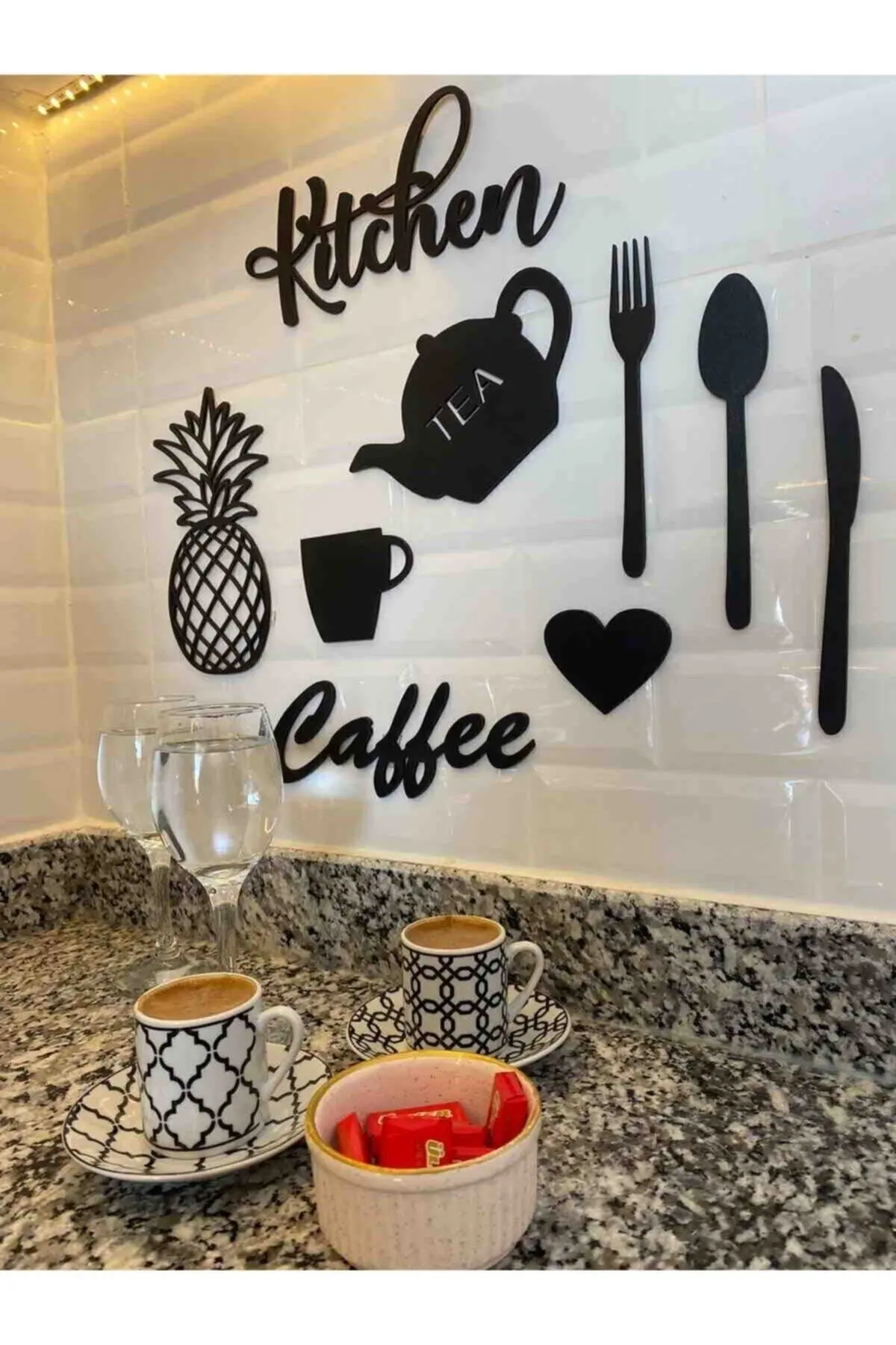 9 piece High Quality Decorative Kitchen Concept Wall Ornament Fork Spoon Knife Coffee Home Decor