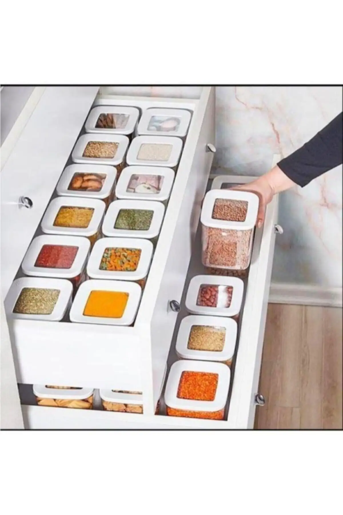 12 pcs kitchen food storage box container set organizer square vacuum lid airtight jar cellar noodle legume tah