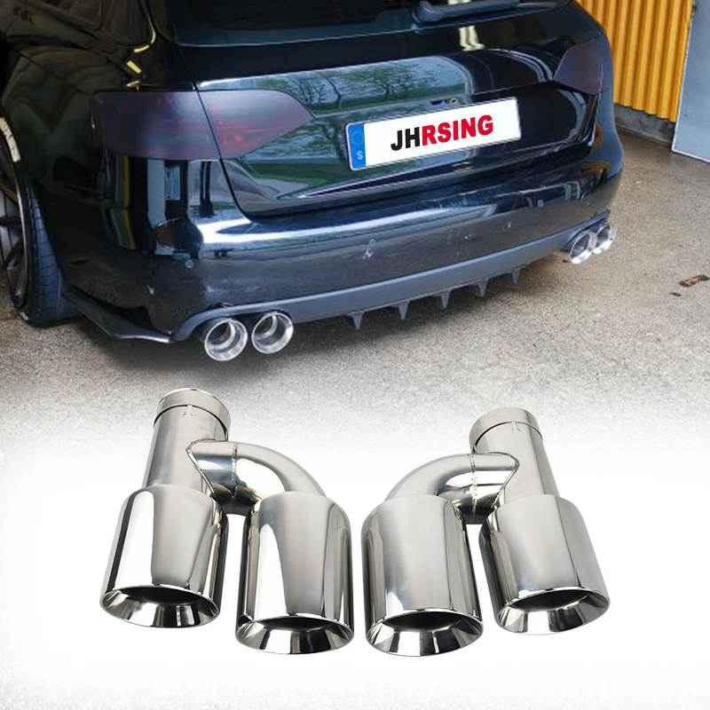 1 pc Car Univeral Exhaust H Type Dual Tips 304 Stainless Steel Tail Pipes for Muffler Modify Nozzle Decoration