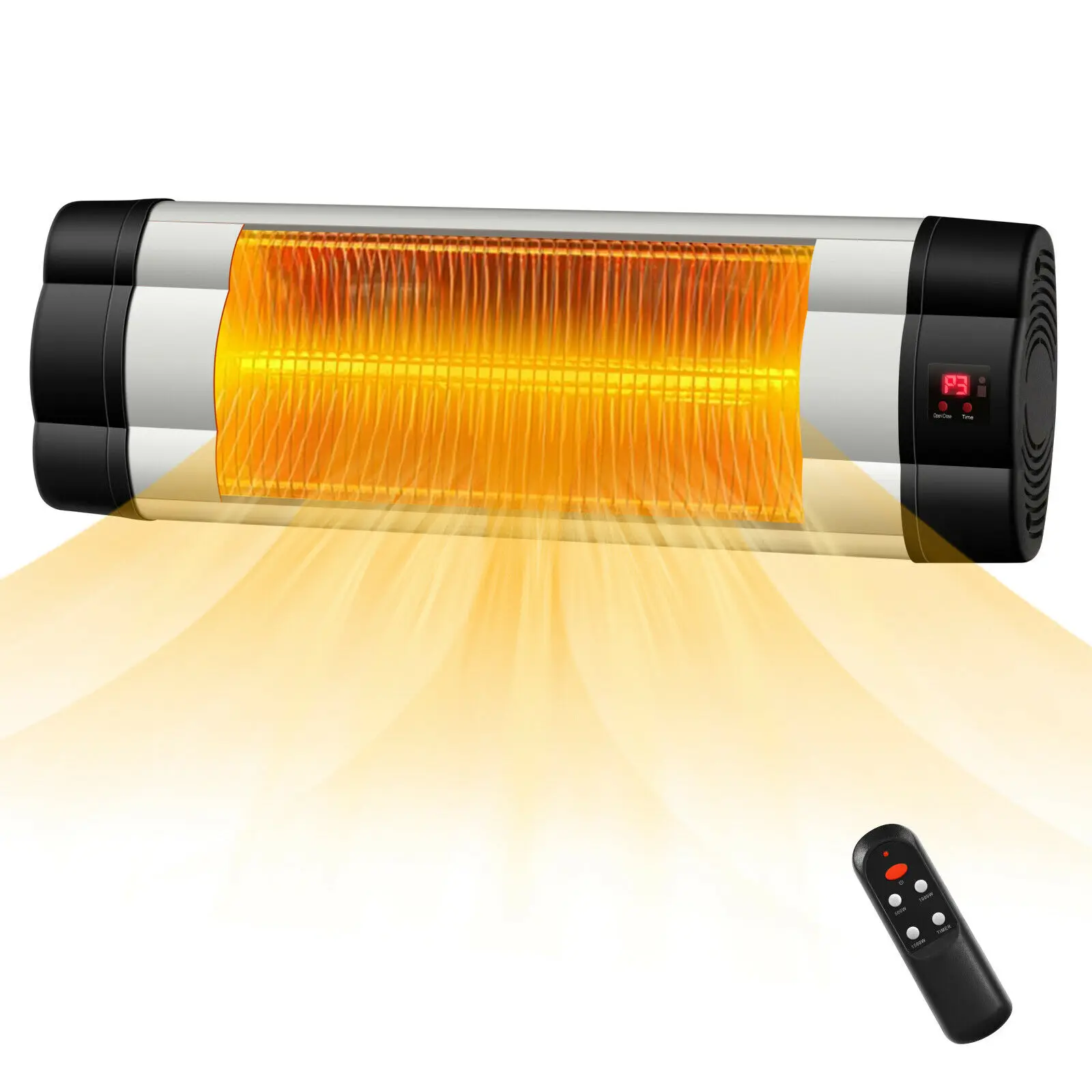 1500W Infrared Patio Heater Wall-Mounted Electric Heater with Remote Control