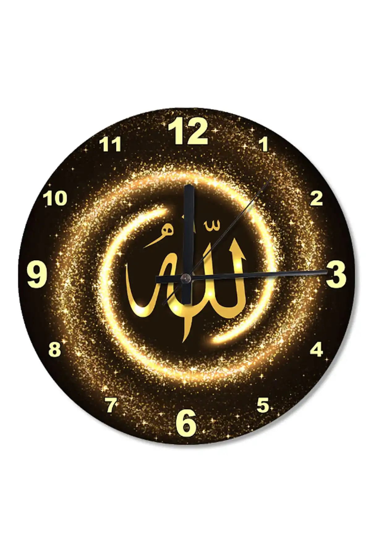 30 Cm Diameter Allah Write Gold Color Printed Wall Clock ISLAMIC MUSLIM PRAYER CLOCK TIME