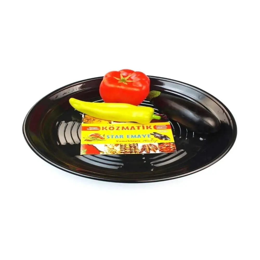 Közmatik 31.5 cm Eggplant Pepper Roasting Pan Enamel coated steel body. Roasting pan used on the stove and in the oven