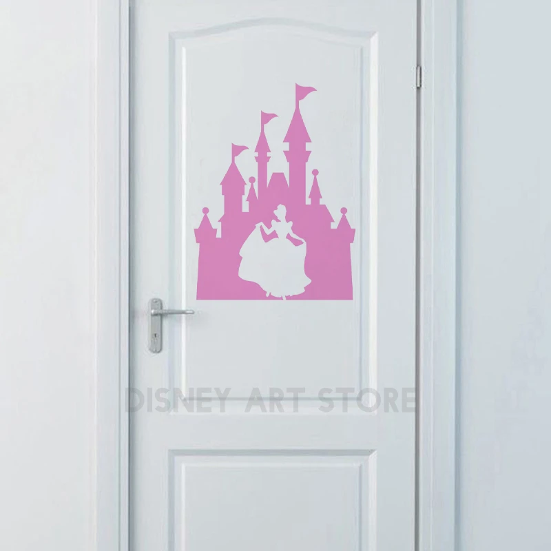 Cinderella and Castle Vinyl Sticker Girls Kids Room Door Decorative Decals, Lovely Princess Decal For Laptop, Car Window, Mug,