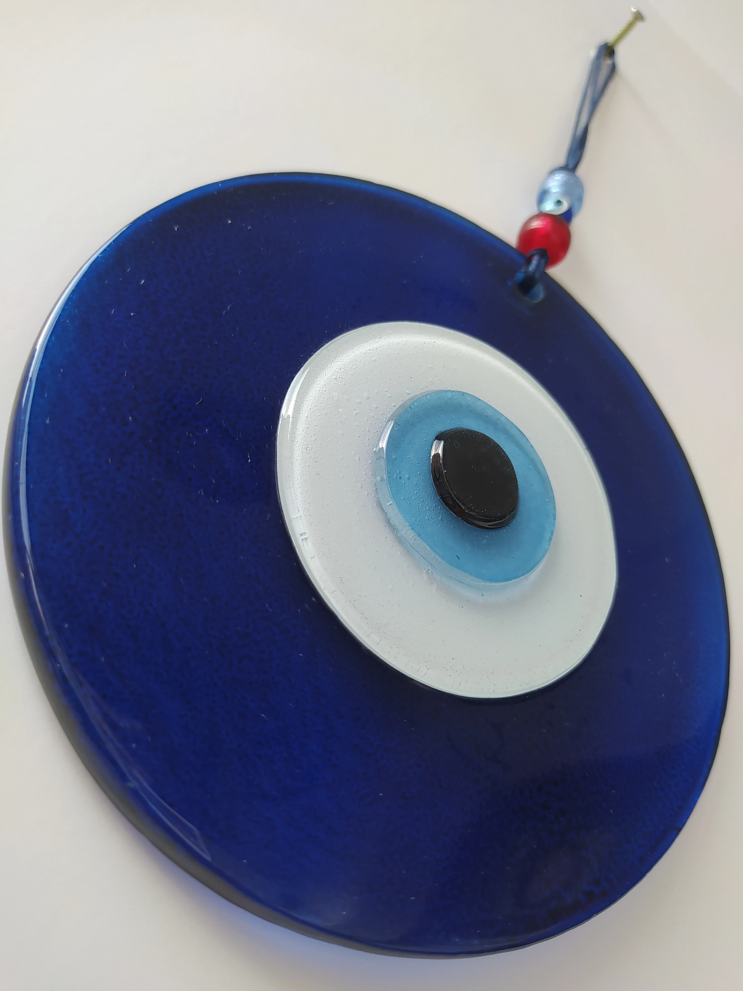 

Blue Evil Eye 12cm Glass Bead Middle in Blue Turkish Handmade Big Amulet for Wall Hanging Ojo Turco Talisman Boho Home Decor