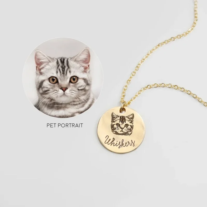 Personalized Pet Portrait Necklace For Dog and Cat Pet Lover Custom Pet Photo Jewelry Stainless Steel Jewelry Mothers Day Gift