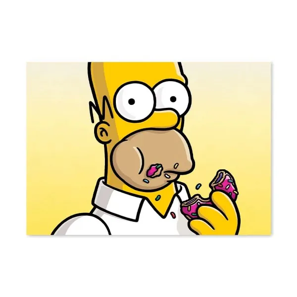 Placa Decorativa Homer Simpson Comendo Rosquinha