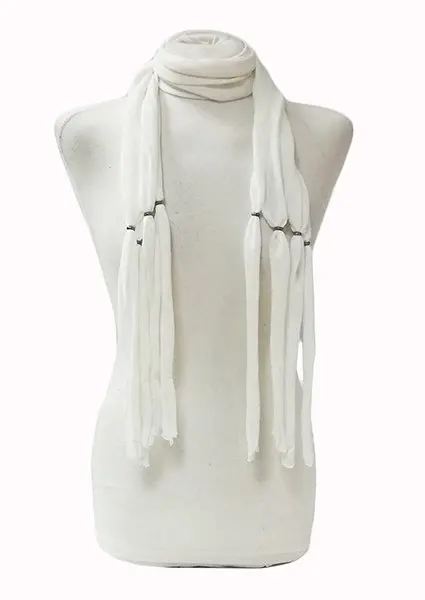 Women's long scarf in raw color made of knitted cotton fabric with good drop, a perfect gift for women